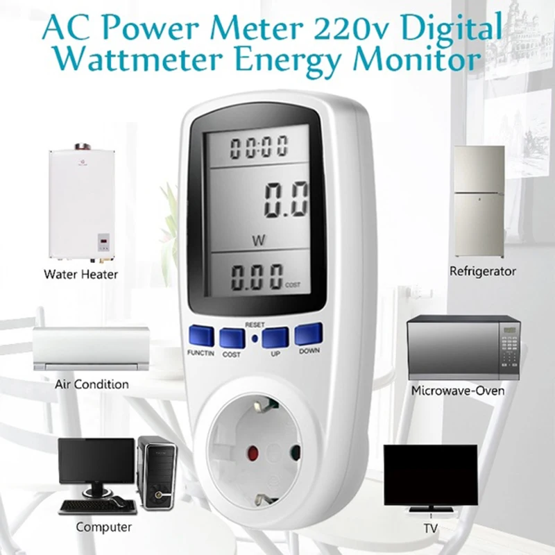 Ac Power Meter Digital Wattmeter Eu Energiezähler Watt New Analyzer Monitor W5K2 