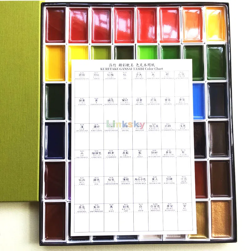 Kuretake GANSAI TAMBI Watercolor paints, new 48 colors,Handcrafted, Professional-Quality Pigment Inks for Artists and Crafters