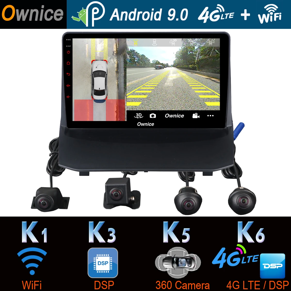 360°Panoramic Camera 4G LTE WiFi Android 9.0 4G+64G SPDIF DSP CarPlay Car Multimedia Player for Ford Fiesta 2009-2018 GPS Radio |