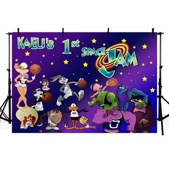 

Vinyl Photo Backdrop Cartoon Space Jam Backdrops Children Birthday Custom Photo Studio Photography Background