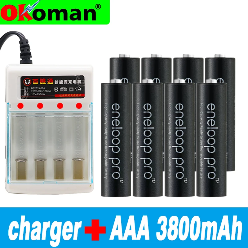 AAA перезаряжаемая батарея 3800 MAH 1 2 V Ni MH игрушка фонарик подогреватель с зарядным