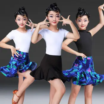 

Summer new girl Latin dance practice clothes short sleeve shirt split training performance costume BF009