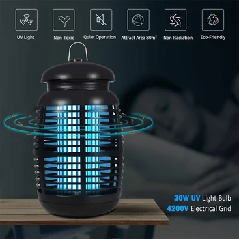 

Shock Type Mosquito Killer Lamp Garden Household Outdoor Electric Flies Bugs Mute Bug Repeller USB Electric Zapper