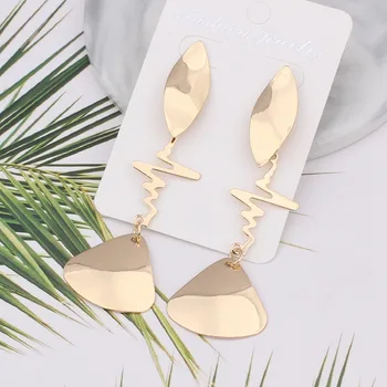 

Unique Heartbeat Fan Shell Shape Drop Long Earrings For Women Simple Glossy Geometric Earring Jewelry Valentine's Day Party Gift
