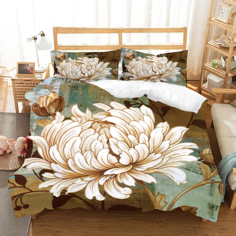 2019 New Warm Duvet Cover Set Chrysanthemum Nordic Style Comforter