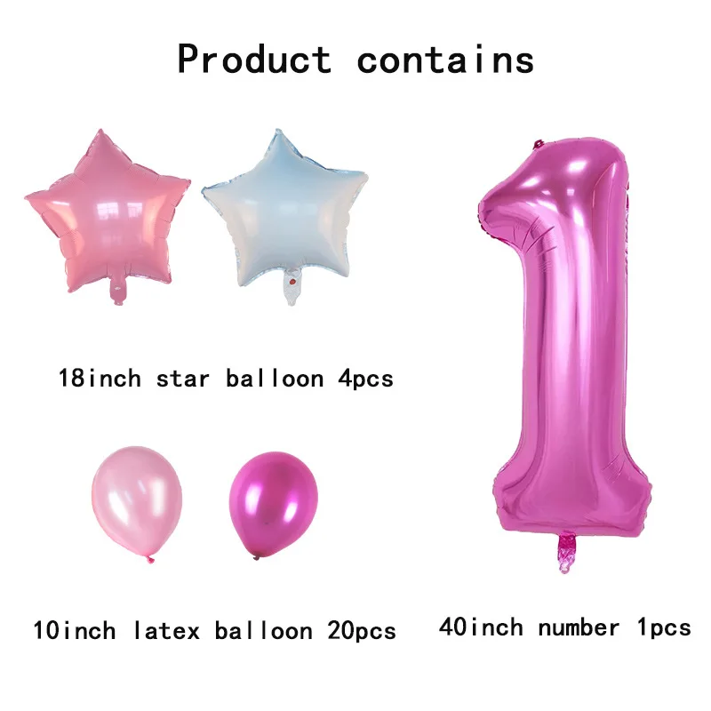 Cross Border Hot Selling Baby One-Year-Old Birthday with Numbers Balloon Set Boys And Girls Holiday Birthday Party Decorations