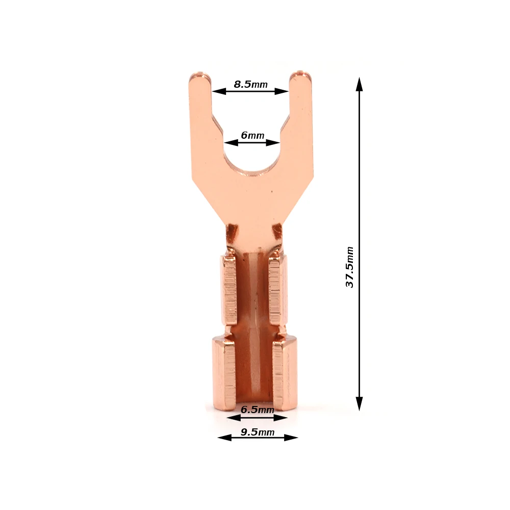 8PCS/Lot hi end Pure Copper Y spade hifi speaker cable connectors Plug