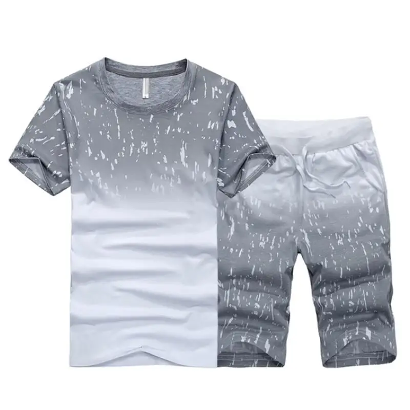 2019 New Summer Men Set 2PC Sporting Suit Short Sleeve T shirt+Shorts Two Piece Sweatsuit+Pants Quick Drying Tracksuit | Мужская одежда