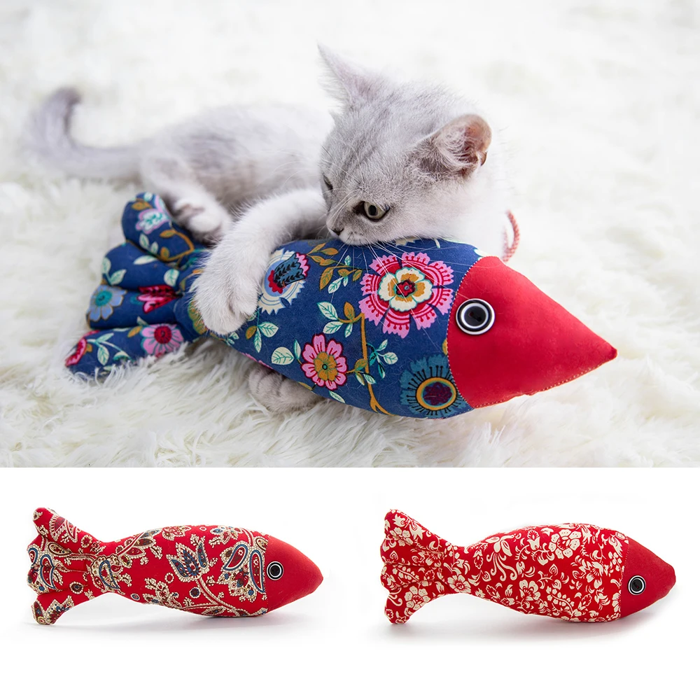 

1 Pc 12x30x5cm Fish-shaped Cat Toy Funny Interactive Biting Cat Puzzle Toy Kitten Pillow Toys