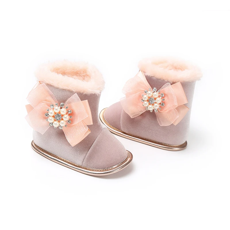 Однотонные мягкие зимние/Детские/для маленьких девочек/Ботинки, детский пинетки для младенцев, теплые зимние детские ботинки с цветочным принтом, обувь для маленьких девочек, для новорожденных