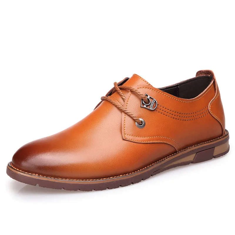 

Spring New Style Men Business Casual Shoes Lace-up round-Toe Trend MEN'S SHOES Genuine Leather Breathable Low Top Formal Wear Sh