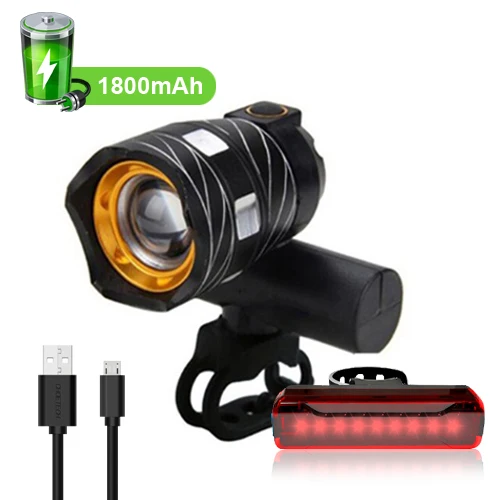 1800mAh taillight 2 NEWBOLER флэш-светильник для велосипеда USB перезарядка велосипедный головной светильник передняя фара для велосипеда светильник с хвостом светильник набор Водонепроницаемый велосипедный фонарь - Цвет: 1800mAh taillight 2