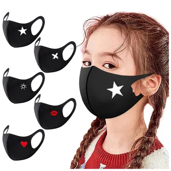 

1Pcs Children Fashionable Painting Cloth Black Face Mask Reusable Protection Washable Block UV Face Mask mondkapje #121