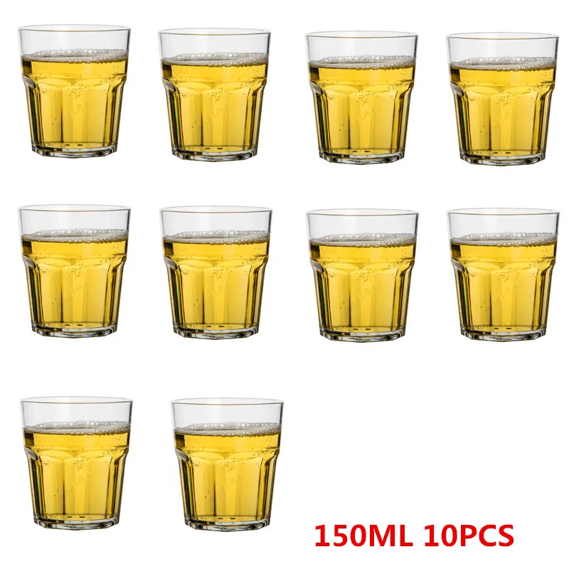 Акриловые чашки, вечерние пластиковые небьющиеся стаканы для напитков, семейные штабелируемые стаканы для сока и воды, набор стаканов для сока, молока, пива, спиртных напитков - Цвет: 150ML 10PCS