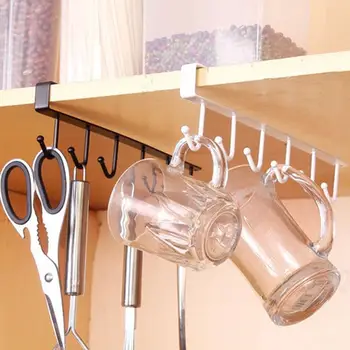 

Useful Kitchen Storage Rack Cupboard Hanging Hook Hanger Mug Holder Wall Door Iron Steel Storage Holder