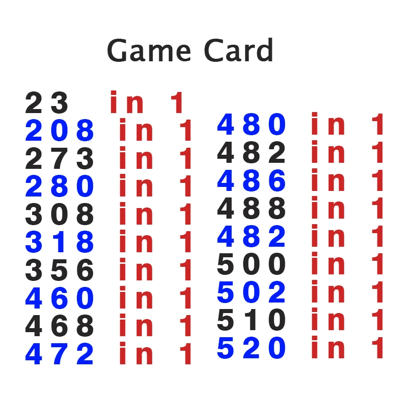 

Video Game Cartridge Console Card Compilation All In 1 for Nintendo DS 3DS 2DS 550 502 500 488 486 482 468 208 in 1 Game Card