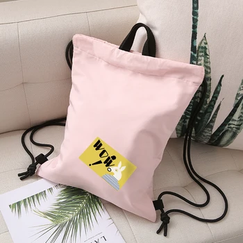 

New Drawstring Bag Shopping Portable Bags Lightweight Large Capacity Women's Men's Backpack Students Girl Boy Kids School Bags