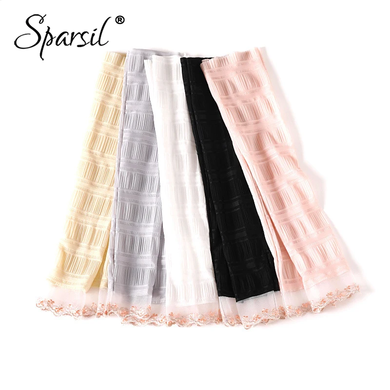 Sparsil Ladies Summer Lace Solid Long Gloves Thin Breathable Sunscreen Driving Sleeve Mittens Elegant Fingerless Female Gloves