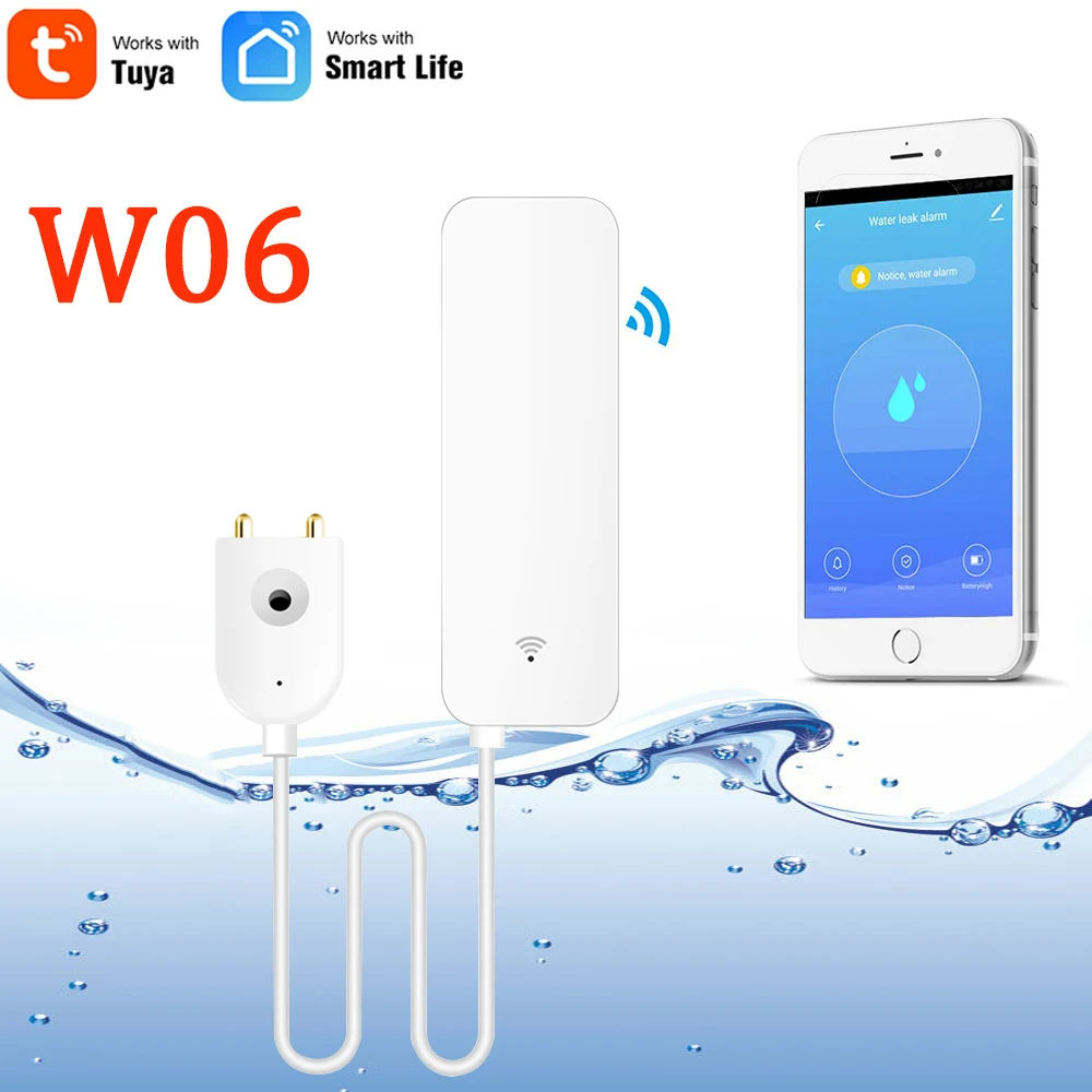 

Tuya Wifi Water Leakage Alarm Independent WIFI Water Leak Sensor Detector Flood Alert Overflow Security Alarm System Tuya Smart