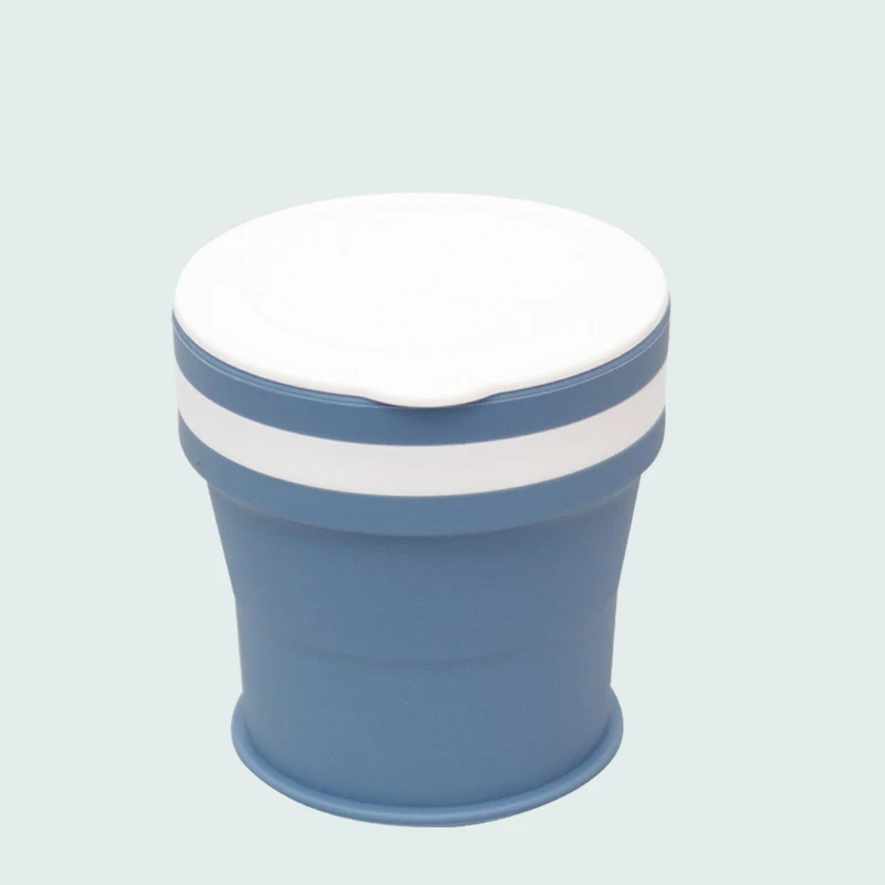 Dark blue 350ML 170 мл/270 мл/350 мл наружная портативная герметичная силиконовая складная телескопическая чашка креативный подарок - Цвет: Dark blue 350ML