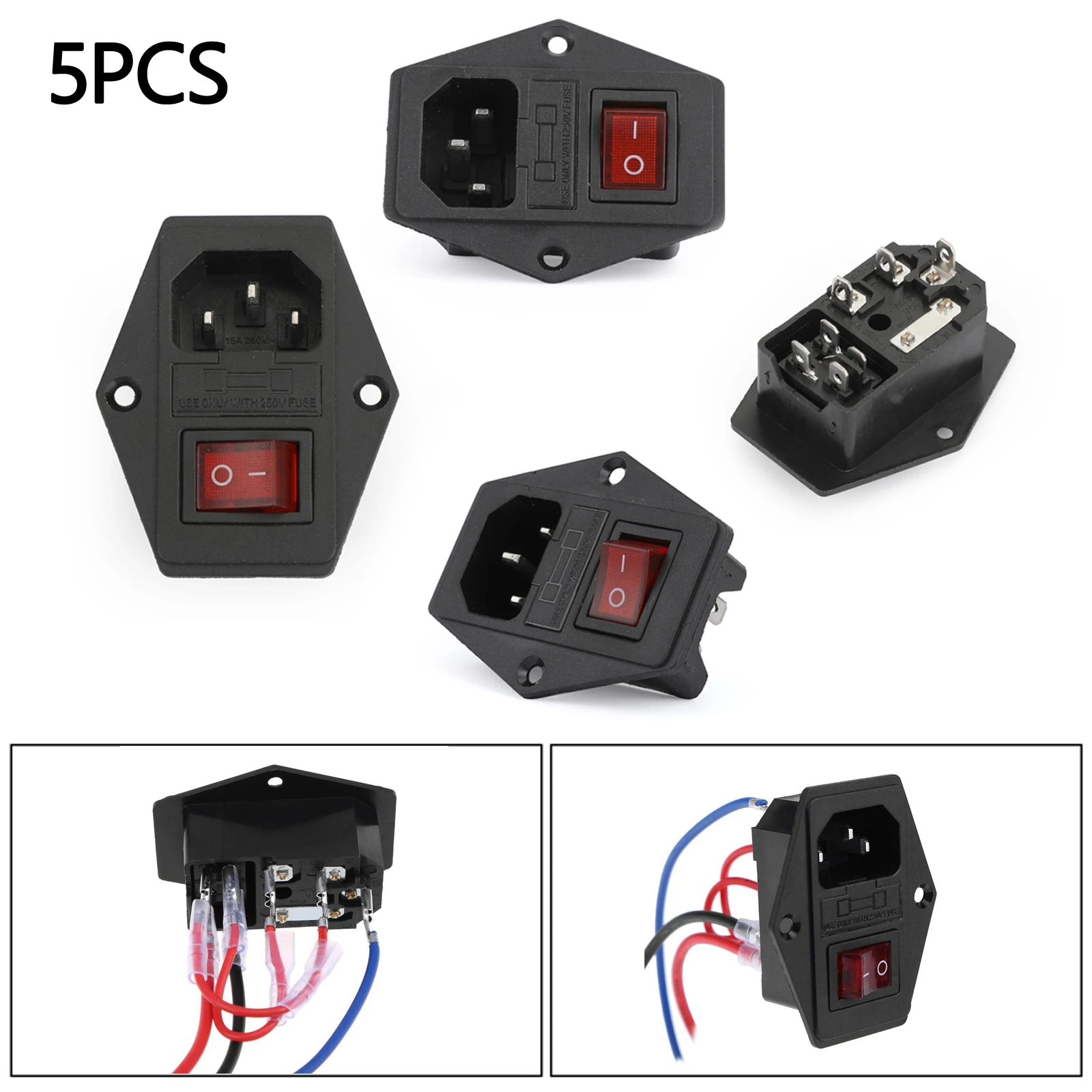 

Areyoushop Socket Fuse 5PCS 15A 220V / 110V AC Power Supply Switch AC Power Outlet for 3D Printer DIY Parts Accessories