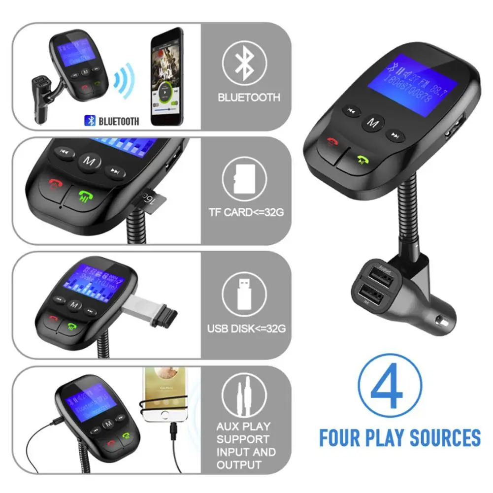 Беспроводной автомобильный Bluetooth fm-передатчик MP3 радио адаптер автомобильный комплект USB зарядное устройство Suppor звонящий мобильный телефон музыка TF карта