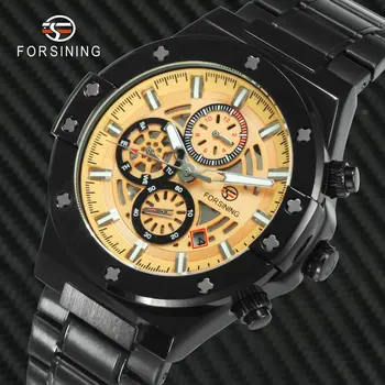 

FORSINING Military Sport Automatic Mechanical Watches for Men Chronograph Stainless Steel Strap New Fashion Creative Wrist Watch