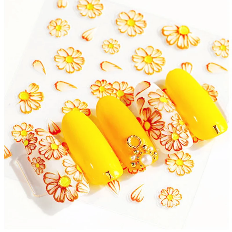 

3D Flower Manicure Sticker 5D Acrylic Carving Self-adhesive Embossed DIY Art Nail Decoration Accessories Tool Nail Applique