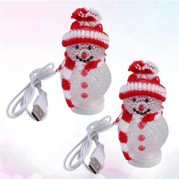 

2 Pcs Night Light Christmas Snowman Colorful Lamp for Banquet Living Room Bedroom