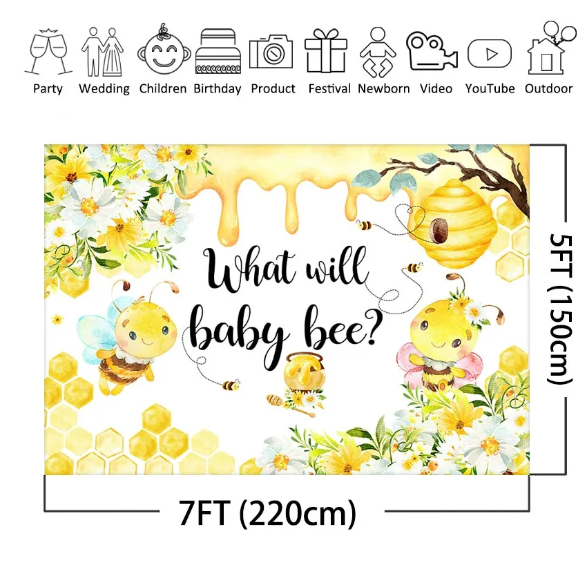 Mocsicka Honeycomb Bee Gender Reveal Backdrop ܹ   ܹ Ƽ     Կ