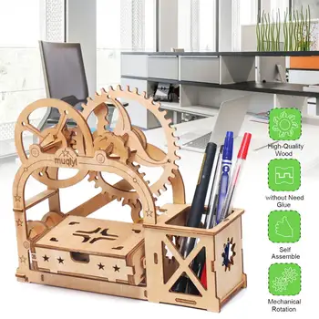

3D wooden DIY creative office pen holder toy box children's puzzle game storage box children's model building blocks popular toy