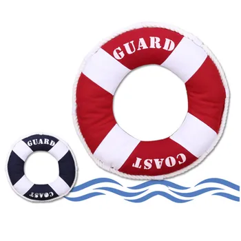 

40x40cm Life Ring Lifebuoy Shaped Cushion Mediterranean Style Throw Nautical Pillow Props Home Decoration