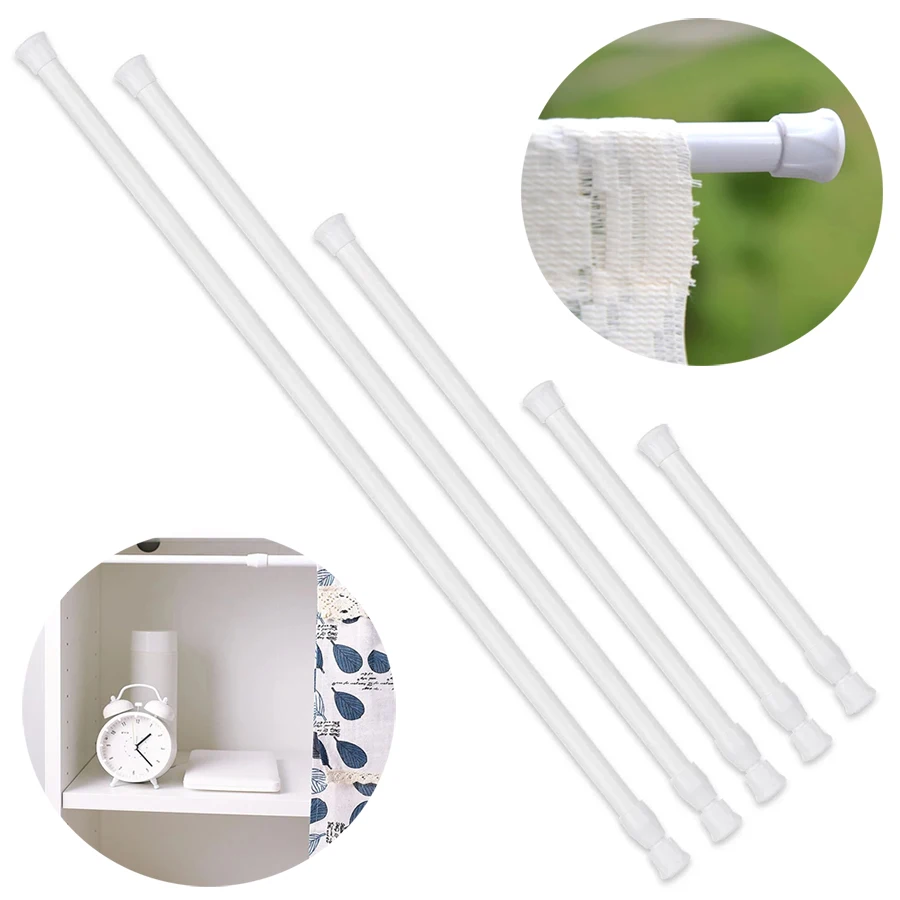 Extendable Spring Telescopic Voile Tension shower Curtain Rod Rail Loaded Pole 