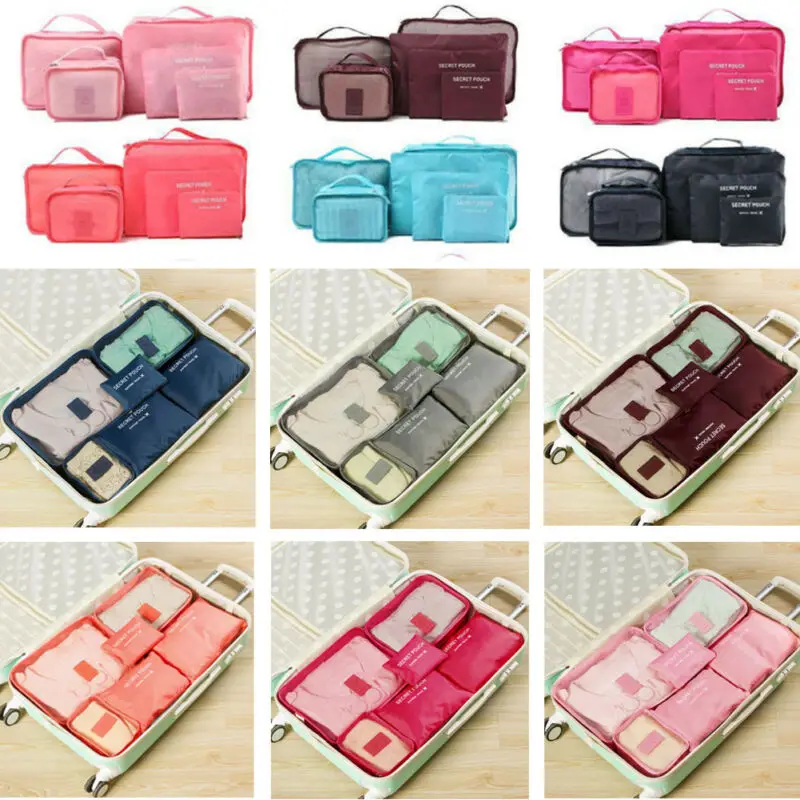

6Pcs Waterproof Travel Clothes Storage Bags Luggage Organizer Pouch Packing Cube