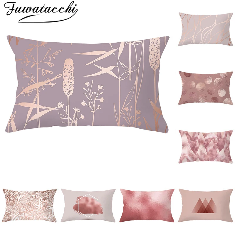 

Fuwatacchi Pink Rectangle/polyester Cushion Cover Geometric Throw Pillowcase for Sofa Decorative Letter Pillows Covers 30*50cm