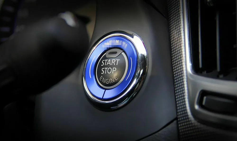 Красный сплав зажигания кнопка запуска стоп кольцо крышки для Infiniti Q50 QX50 Q60 QX60 - Название цвета: Синий