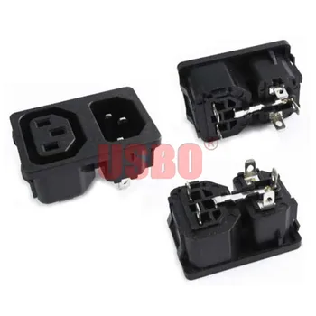 

Universal Black Copper 10A 250V AC power socket IEC320-C13 / C14 2 Jack PDU chassis server desktop socket male female seat