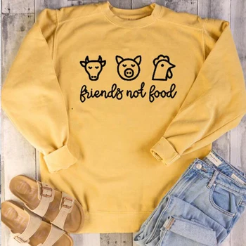 

Friends Not Food Sweatshirt Aesthetic Vegan Animals Right Slogan Women Clothing Streetwear Vegetarian Lover Jumpers Dropshipping