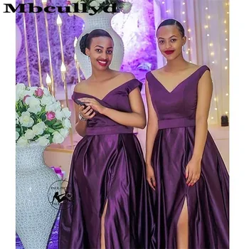 

Mbcullyd Purple Bridesmaid Dresses Long 2020 Sexy Off Shoulder Robe Demoiselle D'honneur Formal African Wedding Guest Dress