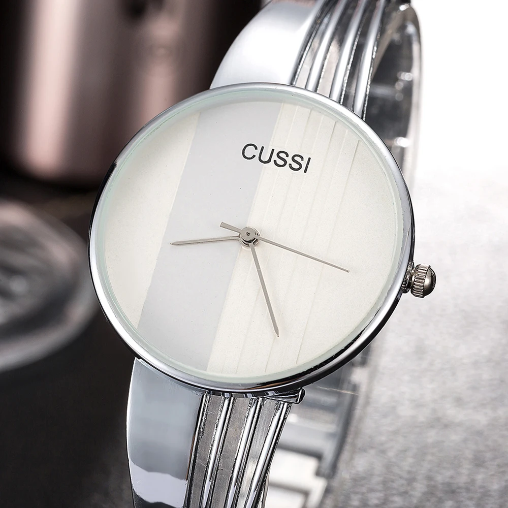 CUSSI Relogio Feminino Fashion Rose Gold Womens Bangle Bracelet Watches Luxury Stainless Steel Ladies Jewelry Watch Female Clock