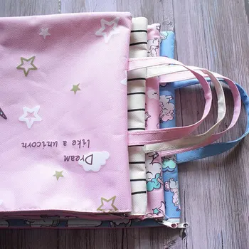 

A4 Document File Bag with Handle Creative Cute Oxford Cloth Student Stationery Bag Business Document Organizer Filing Products