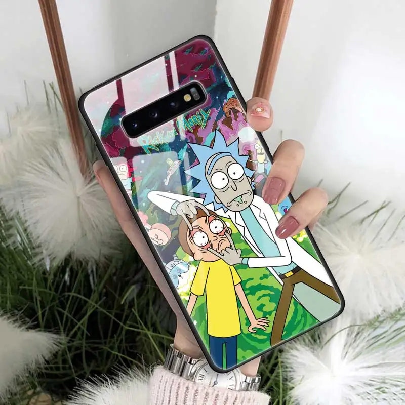 01 Чехол Rick And Morty из закаленного стекла для samsung Galaxy S10 S10e S9 S8 Note9 Note 10 Plus 5G A50 A30 края из ТПУ Fundas Capa - Цвет: 01