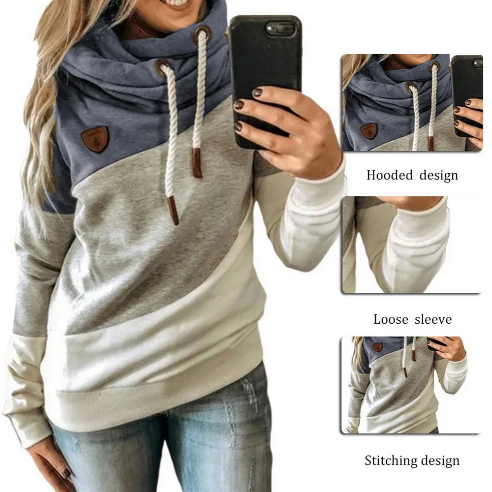 5XL Leopard Patchwork Hooded Sweatshirt Women 2020 Autumn Winter Long Sleeve Hoodies tops Female Drawstring pullovers Harajuku