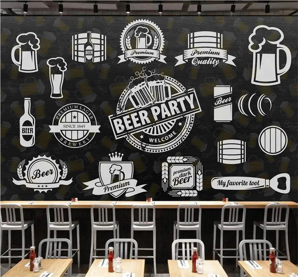 Персональная Ручная роспись Доска пиво барбекю Ресторан фон обои бар клуб промышленный Декор настенная бумага 3D - Цвет: 15866925