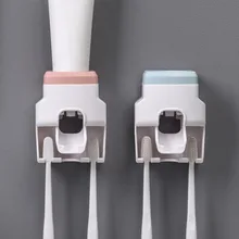 

Wall Mount Toothbrush Holder Automatic Toothpaste Dispenser Double Toothbrush Holder Toothpaste Squeezer Bathroom Accessories