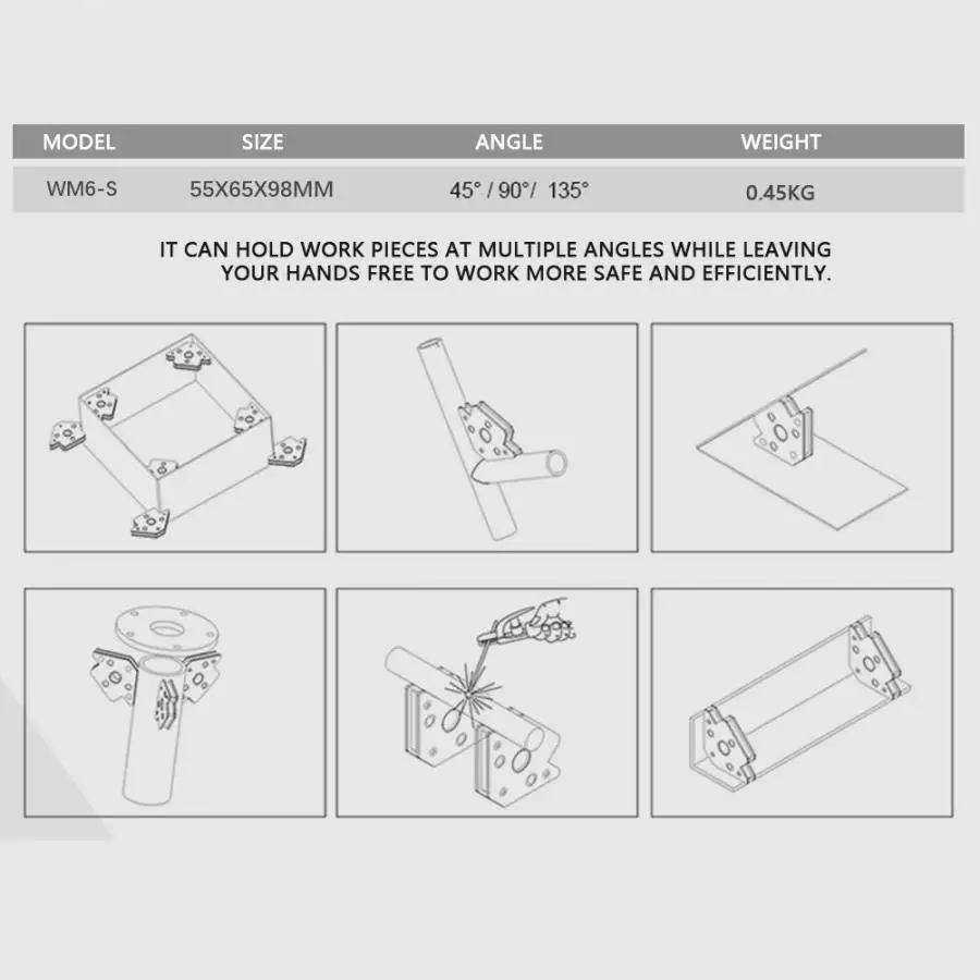 WM6-S, 2 шт., стрелка, пайка, локатор, сварочный магнитный держатель, аксессуары для сварщика 45/90/135 градусов, сварочные аксессуары