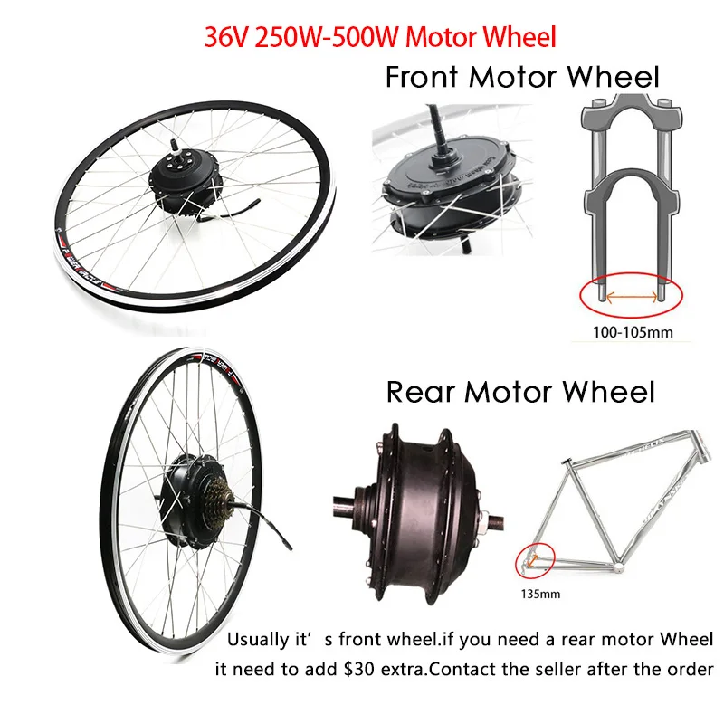 Комплект для переоборудования Ebike 36В 250 Вт 500 Bicicleta Eletrica 20 &quot26&quot 700C мотор колесо с