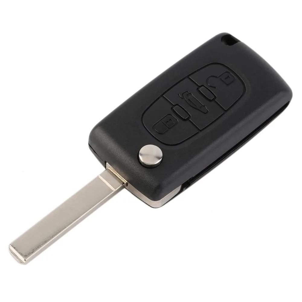 

Black Uncut 3 Button Remote Key With ID46 Chip 433MHz For Peugeot Key New