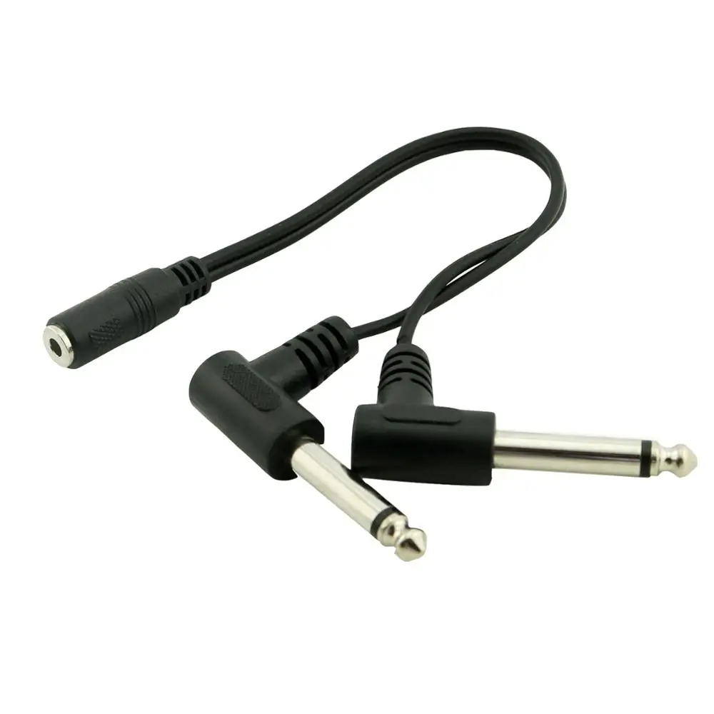 1pc 3.5mm 1/8" Stereo Female to Dual 6.35mm 1/4" TRS Mono Male Right Angled Plug Y Splitter Connector Cable 20cm | Электроника