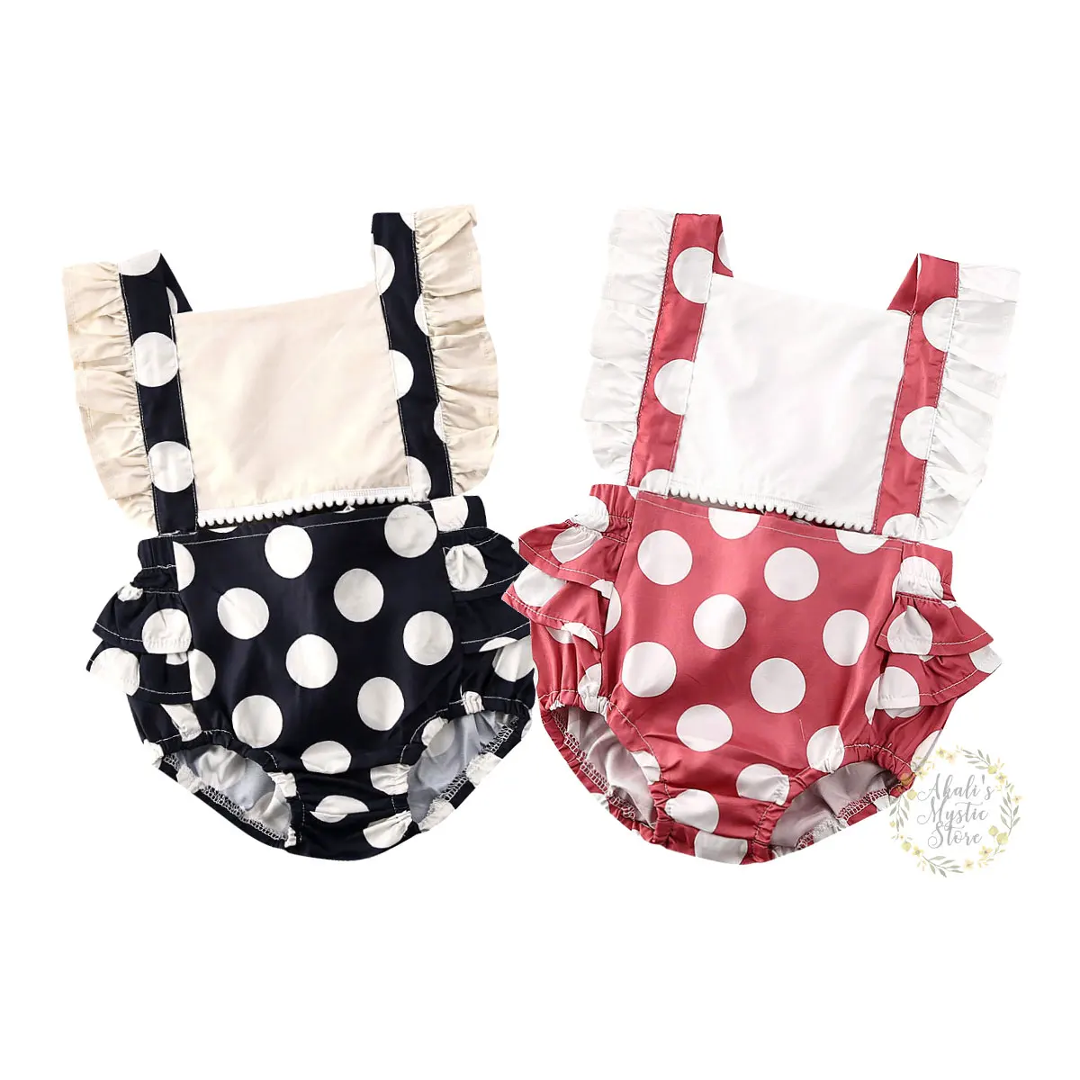 0-24M Newborn Infant Baby Girl Ruffles Romper Cute Dot Jumpsuit Backless Overalls Toddler Costumes Summer | Детская одежда и обувь
